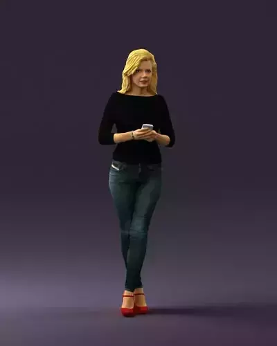 Blond woman with phone 0785 3D model