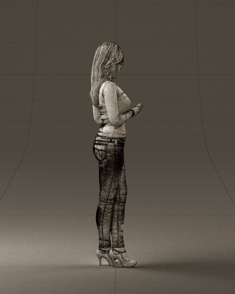 Blond woman with phone 0785 3D model_14