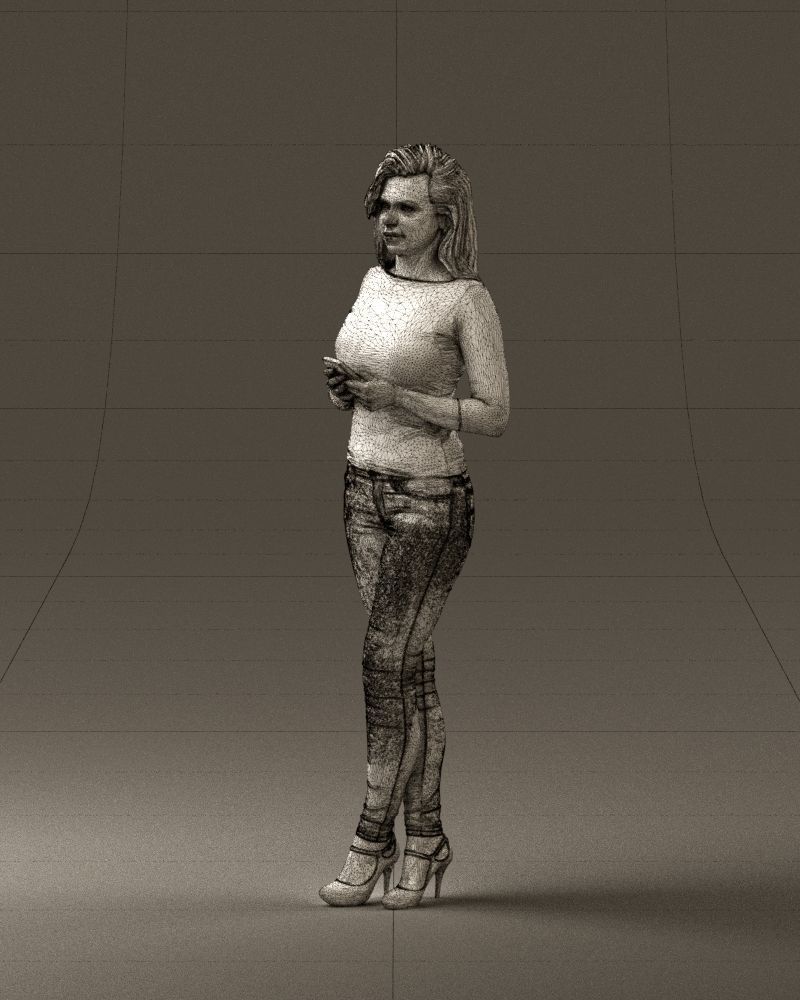 Blond woman with phone 0785 3D model_29