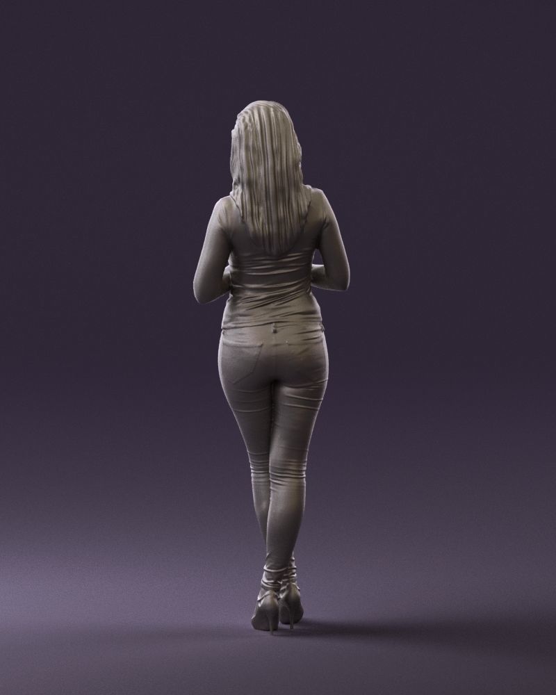 Blond woman with phone 0785 3D model_19