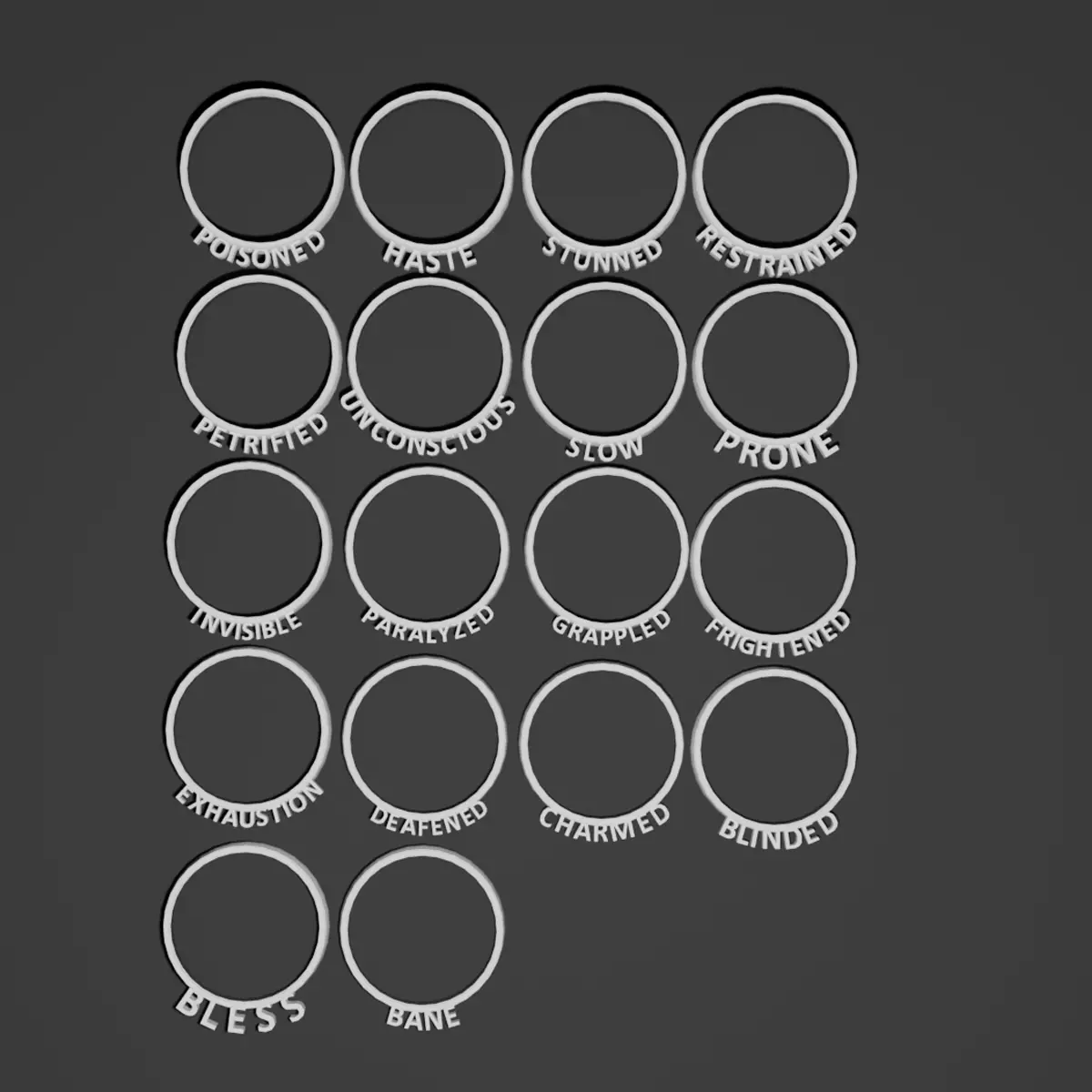 Printable DnD Condition Rings 3D print model_0