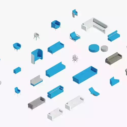 Sofas and armchairs -  Pack of revit families 3D model