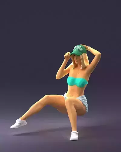 Blonde girl with a tattoo sitting 0307 3D Print Ready