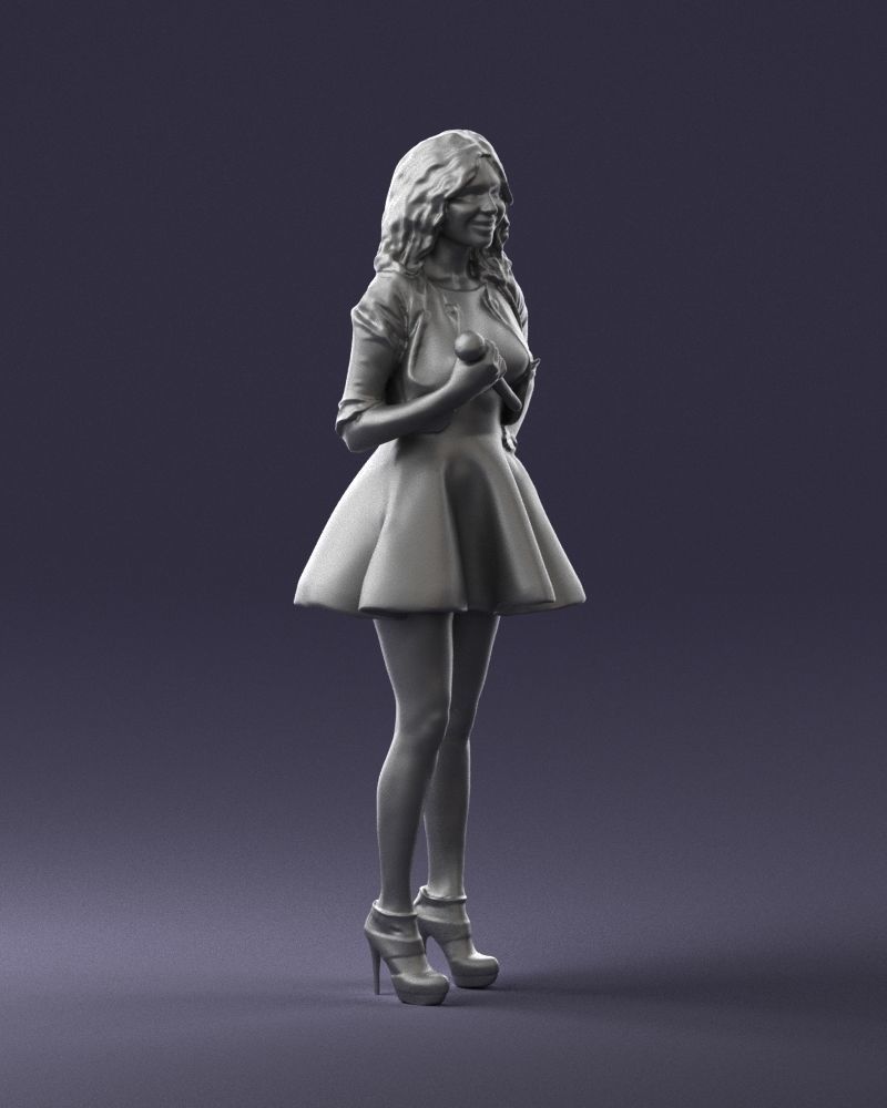 Blonde girl with microphone 0214 3D Print Ready 3D print model_10