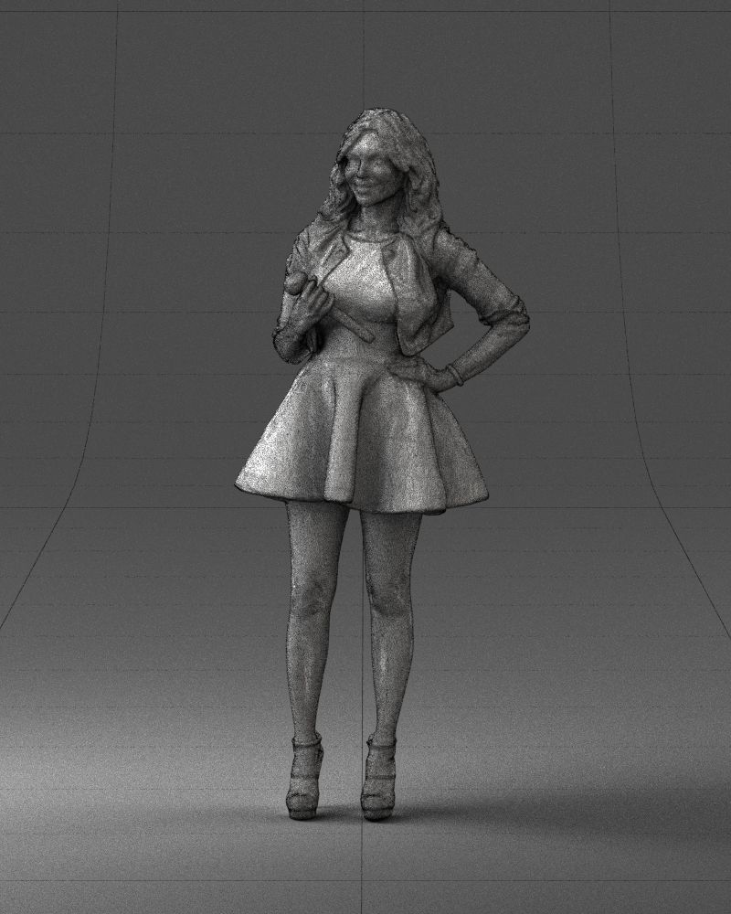 Blonde girl with microphone 0214 3D Print Ready 3D print model_35