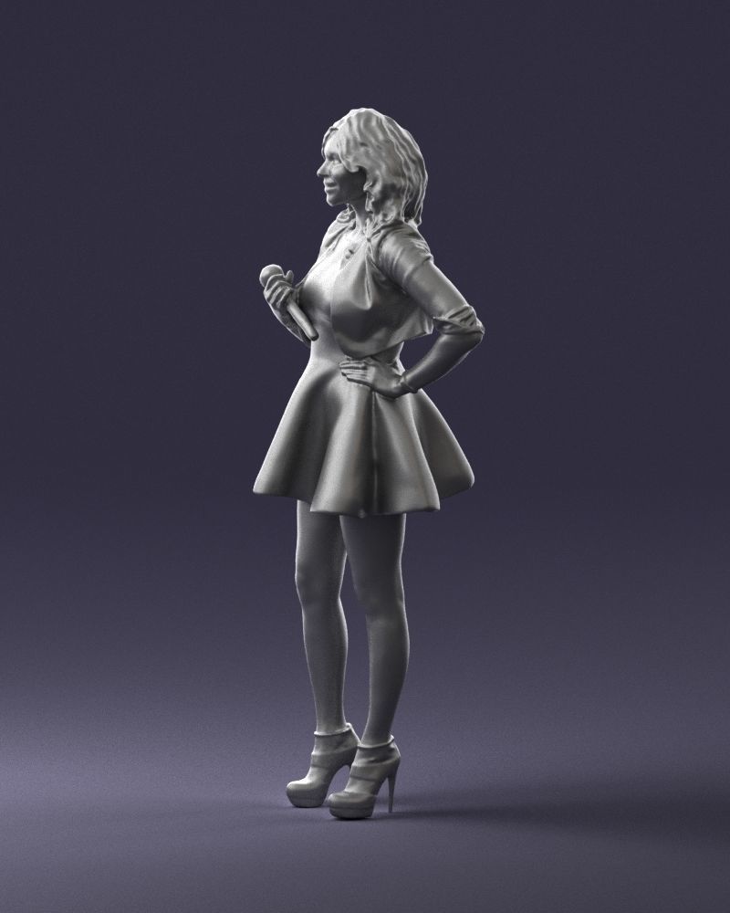 Blonde girl with microphone 0214 3D Print Ready 3D print model_28