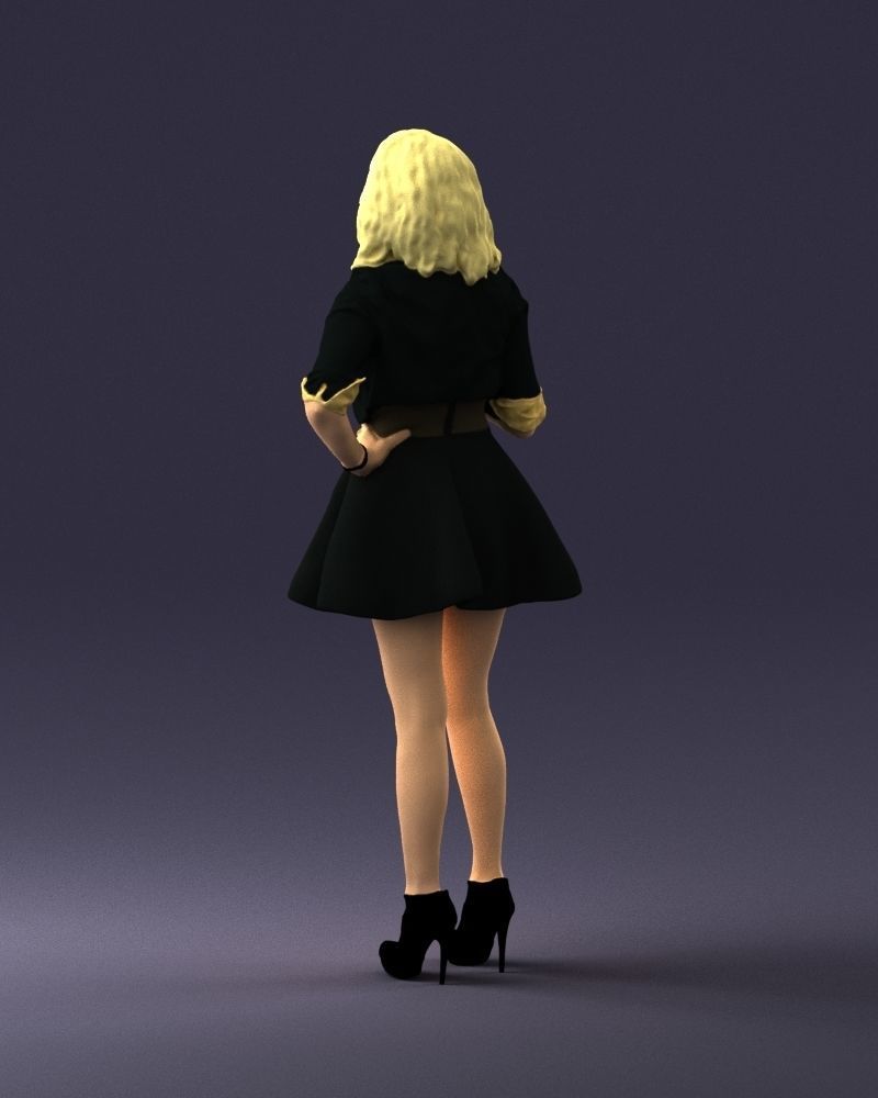 Blonde girl with microphone 0214 3D Print Ready 3D print model_21
