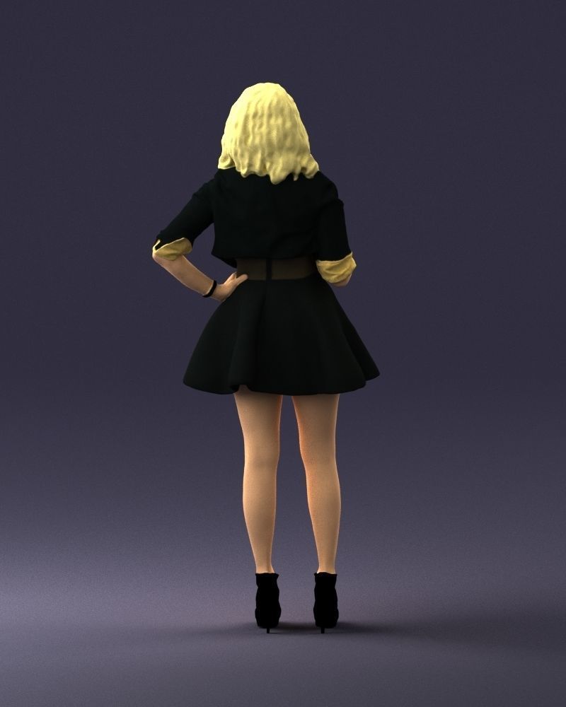 Blonde girl with microphone 0214 3D Print Ready 3D print model_18