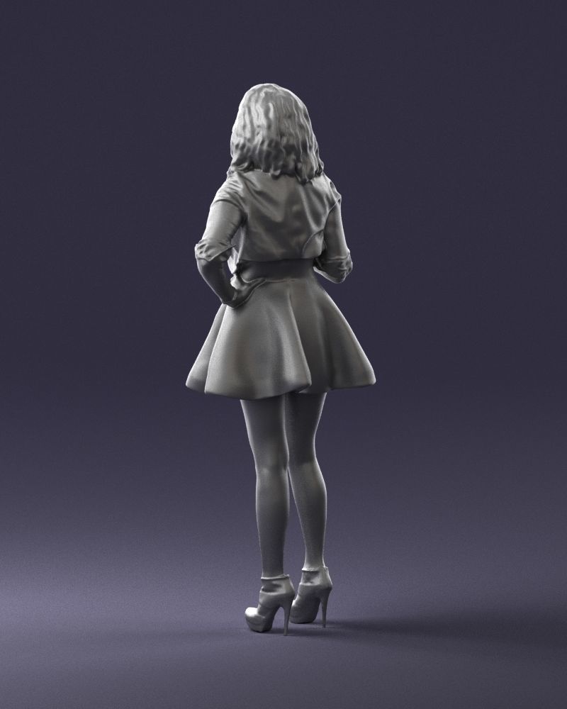 Blonde girl with microphone 0214 3D Print Ready 3D print model_22