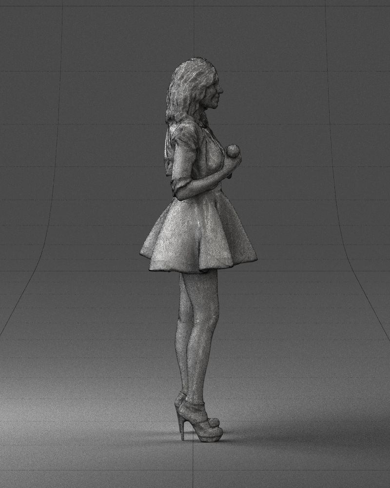 Blonde girl with microphone 0214 3D Print Ready 3D print model_14