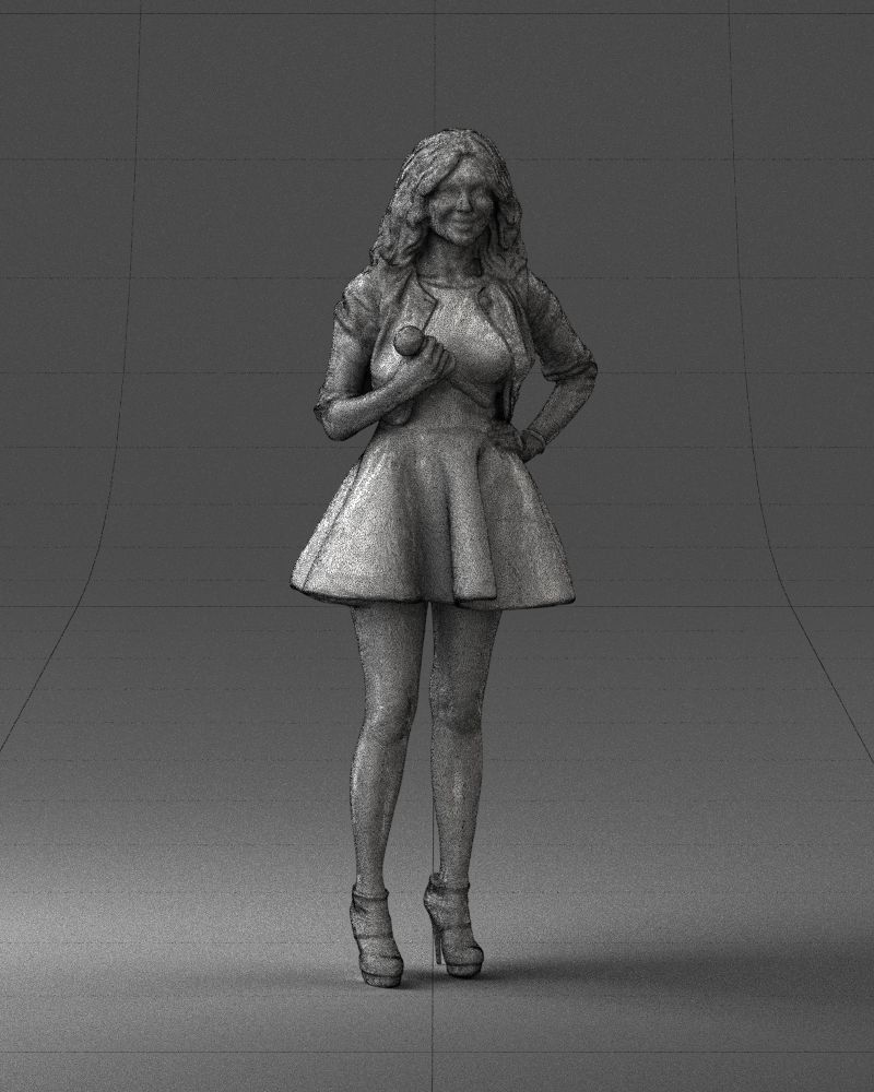 Blonde girl with microphone 0214 3D Print Ready 3D print model_8