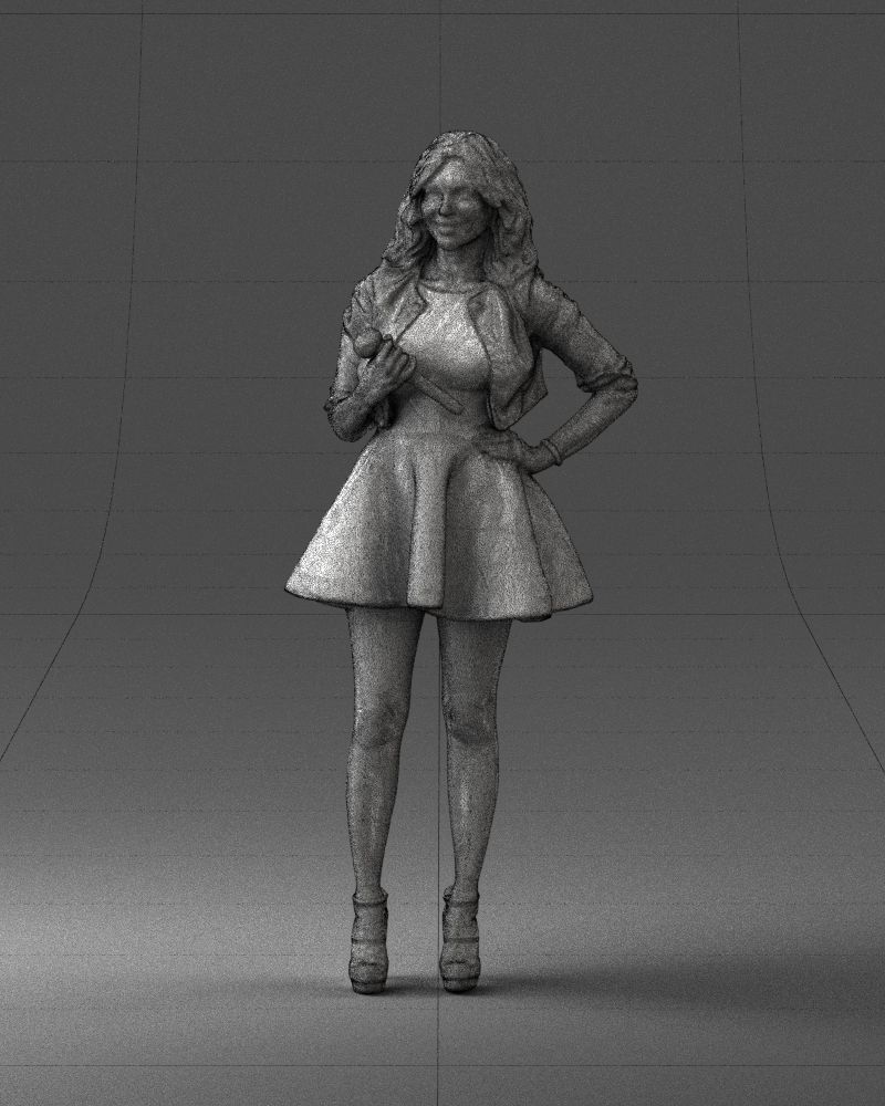 Blonde girl with microphone 0214 3D Print Ready 3D print model_2