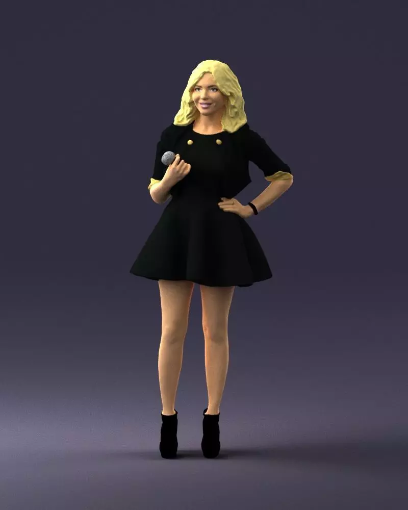000550 Female Presenter with Microphone 3D Print Ready 3D print model