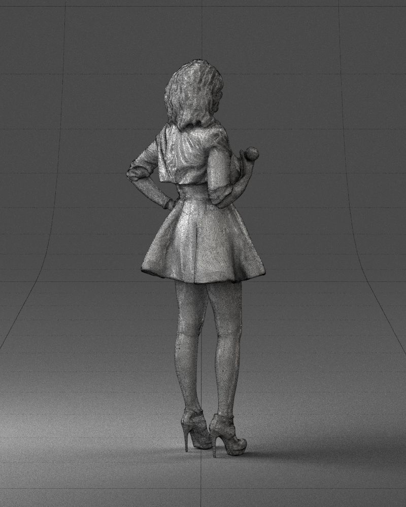 Blonde girl with microphone 0214 3D Print Ready 3D print model_17