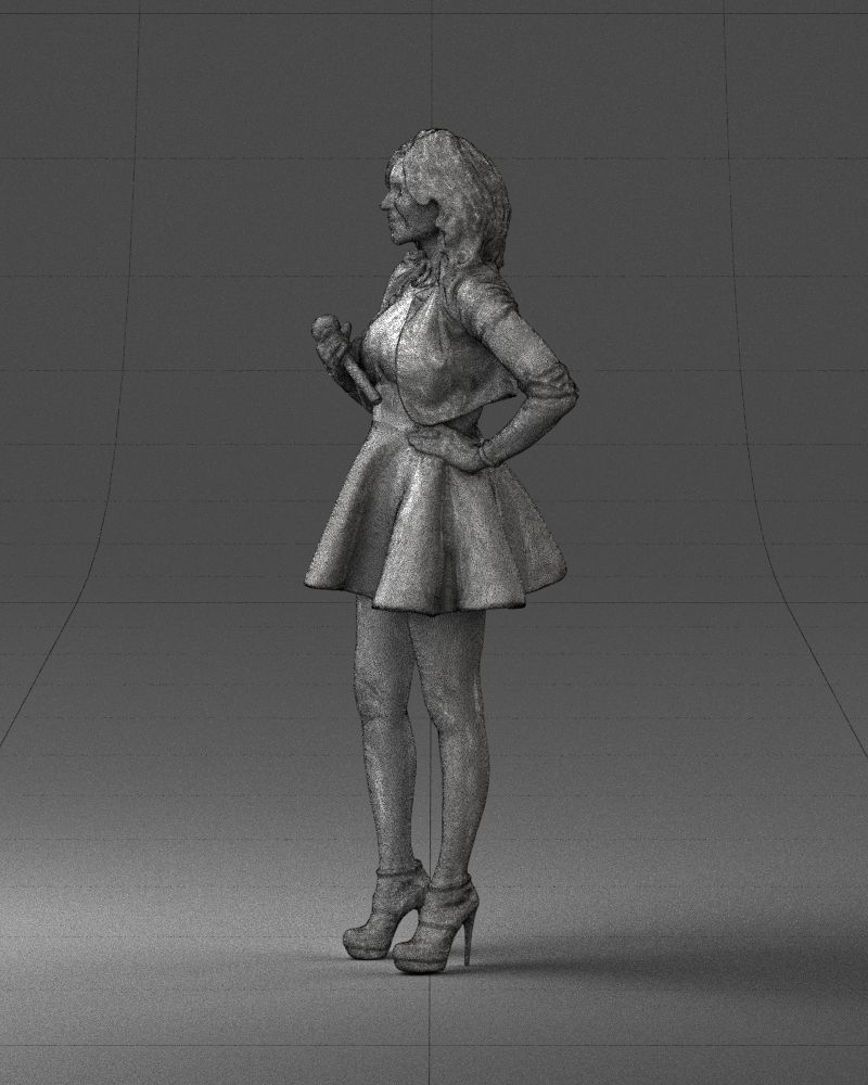 Blonde girl with microphone 0214 3D Print Ready 3D print model_29