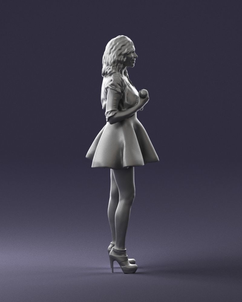 Blonde girl with microphone 0214 3D Print Ready 3D print model_13