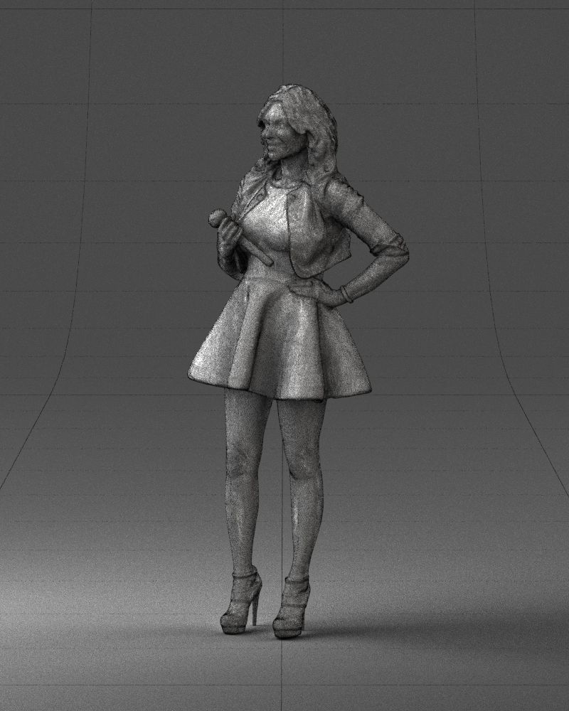 Blonde girl with microphone 0214 3D Print Ready 3D print model_32
