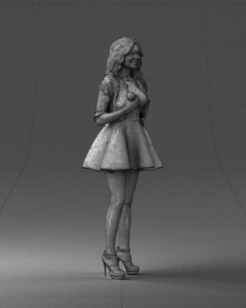Blonde girl with microphone 0214 3D Print Ready 3D print model_11