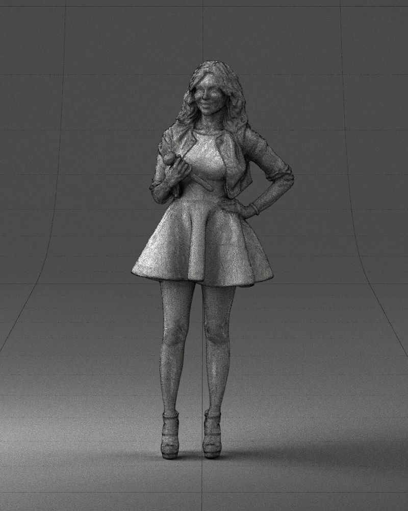 Blonde girl with microphone 0214 3D Print Ready 3D print model_38