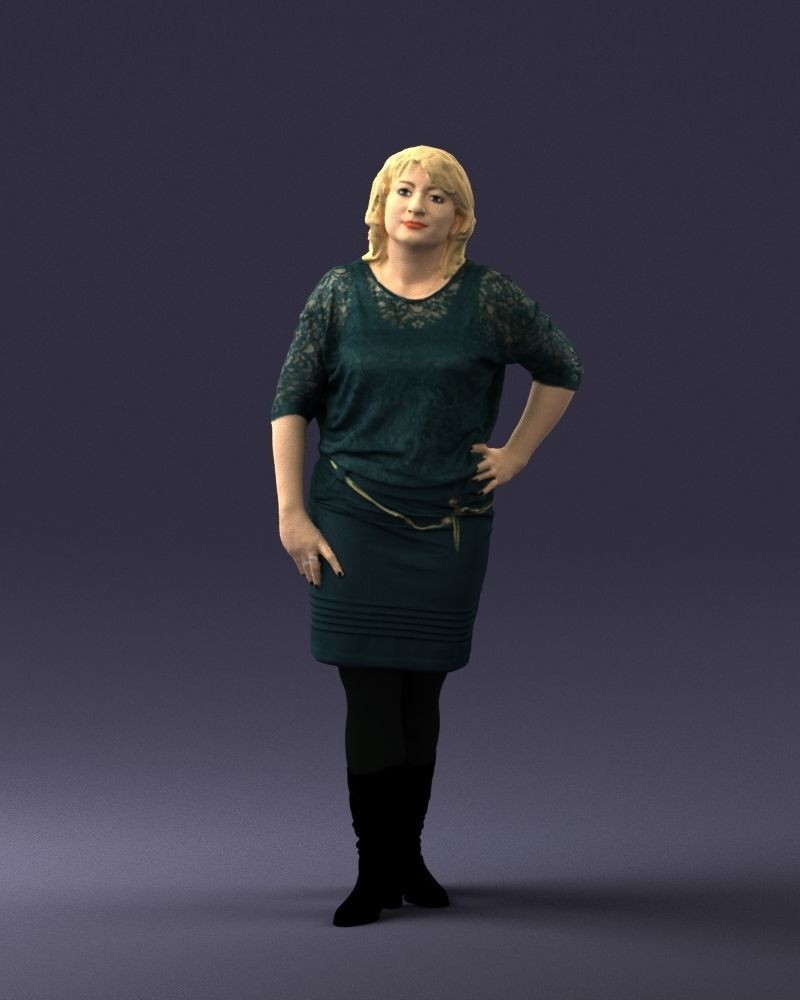 Blonde green suit 0500 3D Print Ready 3D print model_36