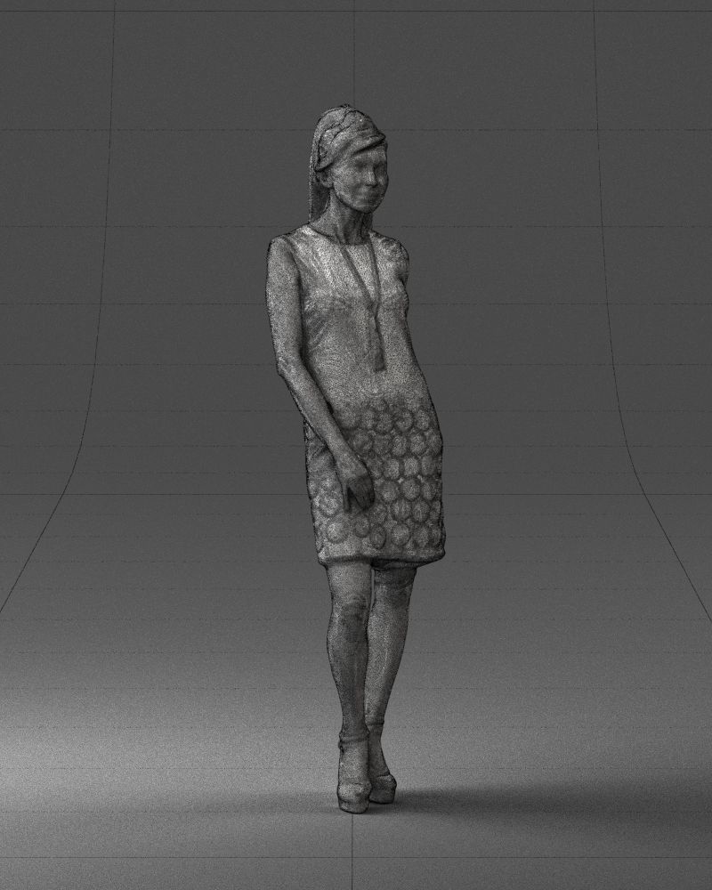 Blonde in a black dress 0360 3D Print Ready 3D print model_8