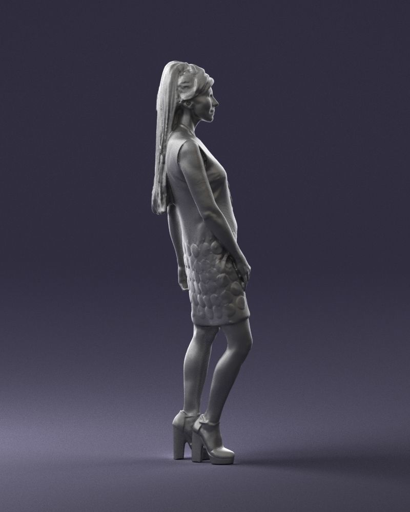 Blonde in a black dress 0360 3D Print Ready 3D print model_13