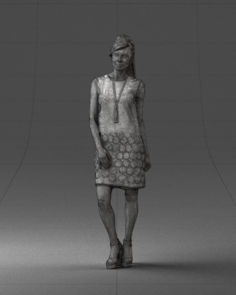 Blonde in a black dress 0360 3D Print Ready 3D print model_35