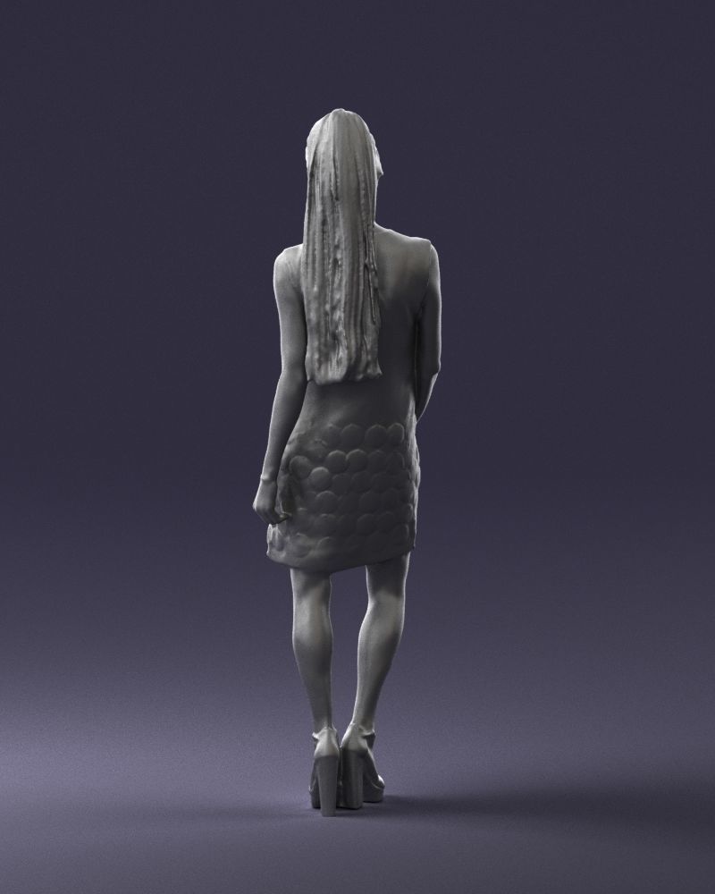 Blonde in a black dress 0360 3D Print Ready 3D print model_19