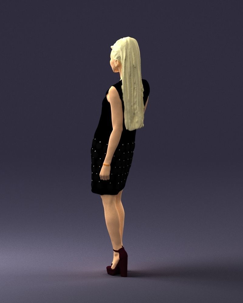 Blonde in a black dress 0360 3D Print Ready 3D print model_21