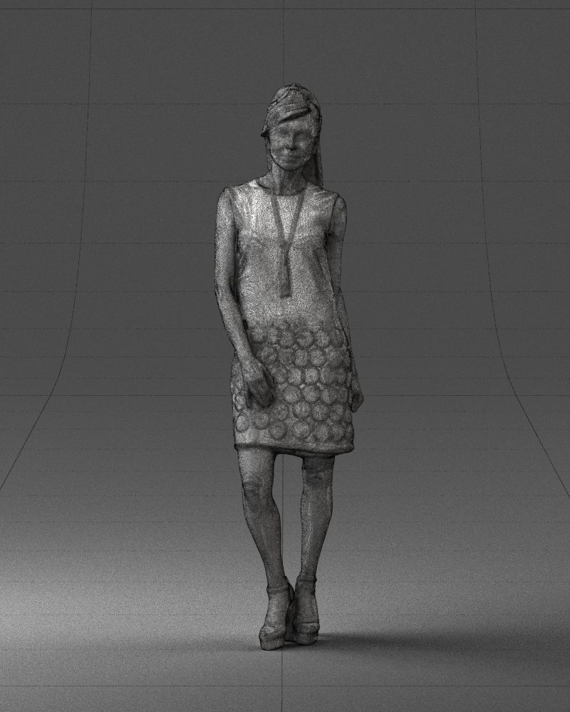 Blonde in a black dress 0360 3D Print Ready 3D print model_2