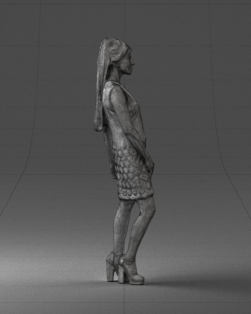 Blonde in a black dress 0360 3D Print Ready 3D print model_14