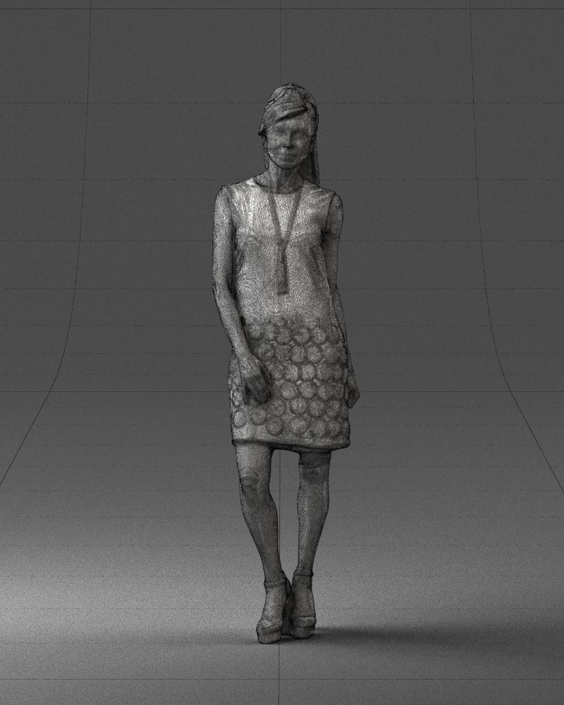 Blonde in a black dress 0360 3D Print Ready 3D print model_38