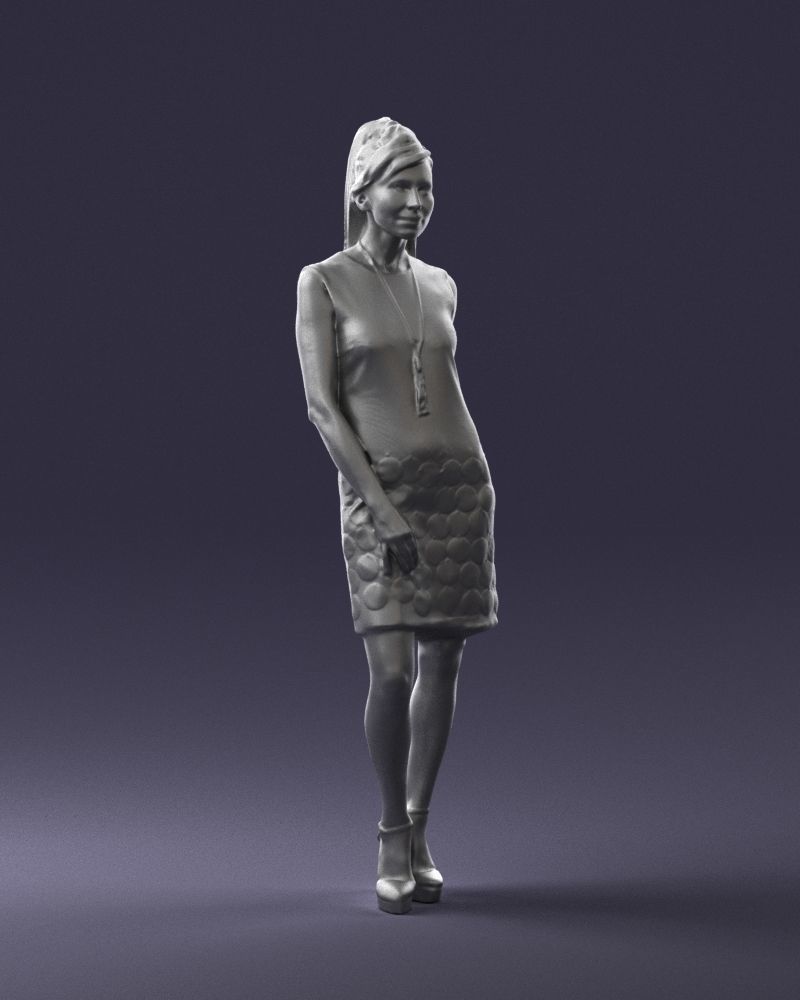 Blonde in a black dress 0360 3D Print Ready 3D print model_7