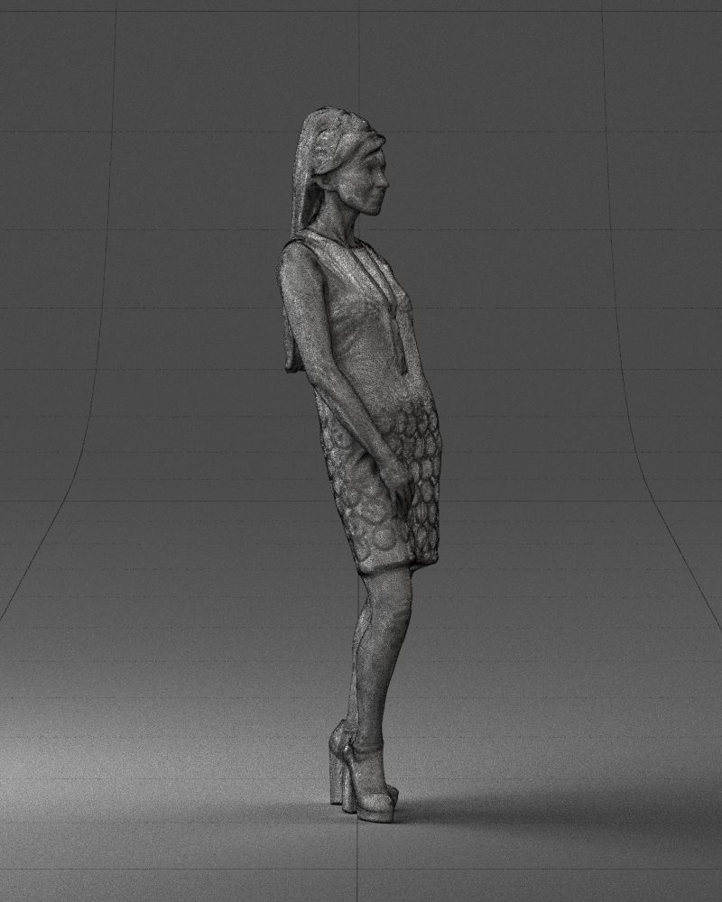 Blonde in a black dress 0360 3D Print Ready 3D print model_11