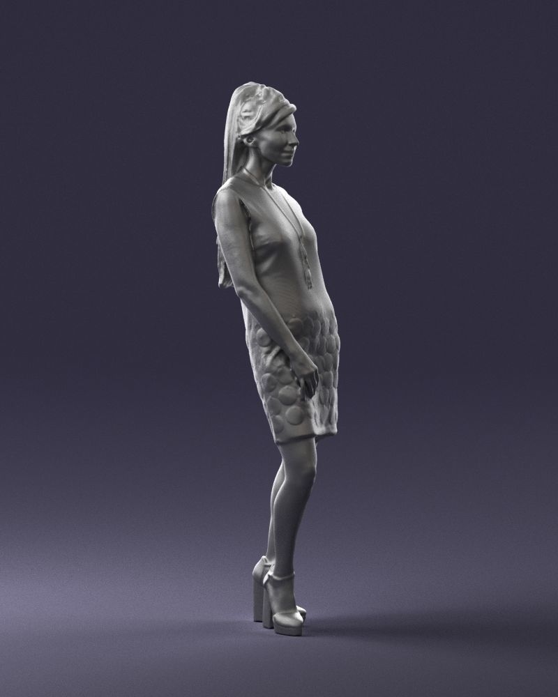 Blonde in a black dress 0360 3D Print Ready 3D print model_10