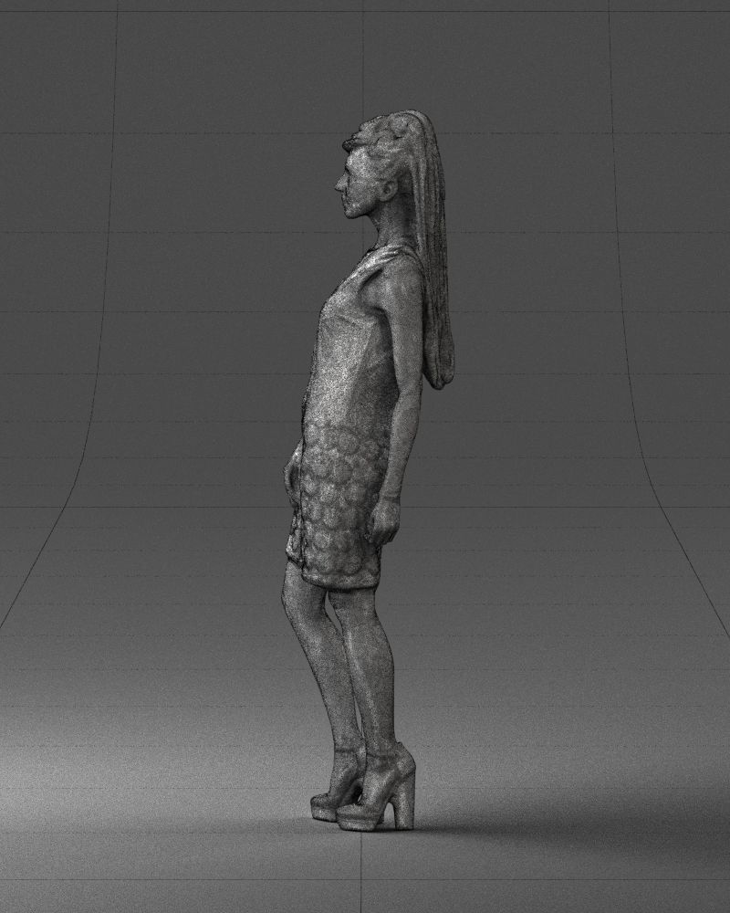 Blonde in a black dress 0360 3D Print Ready 3D print model_26