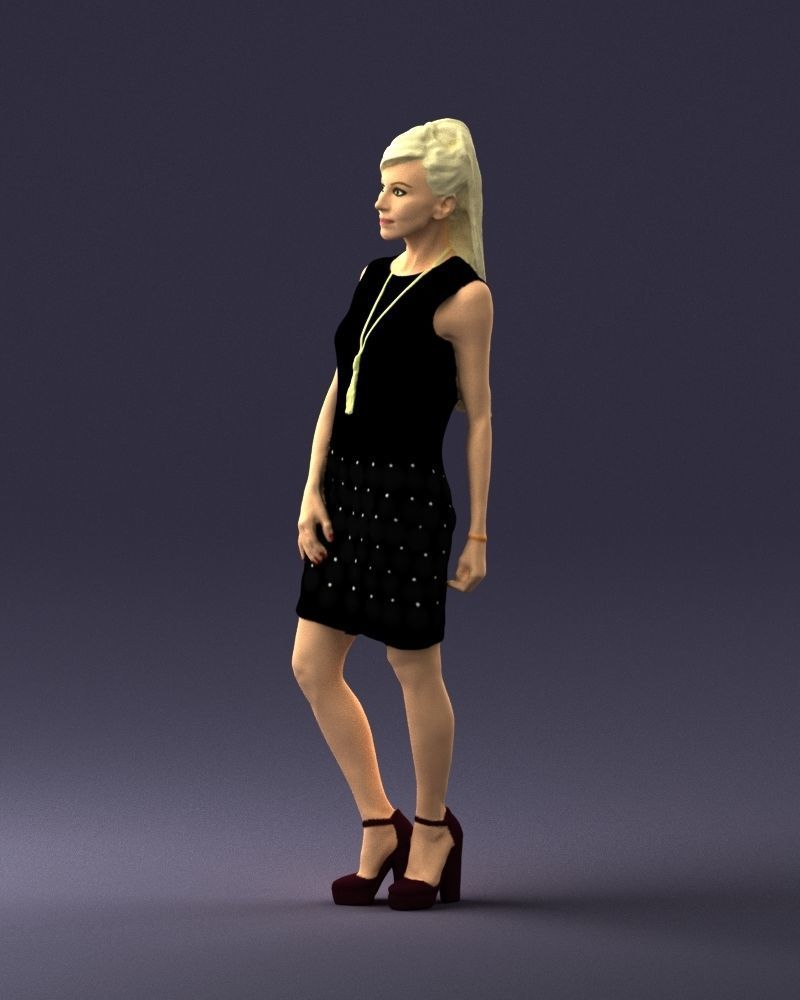Blonde in a black dress 0360 3D Print Ready 3D print model_27
