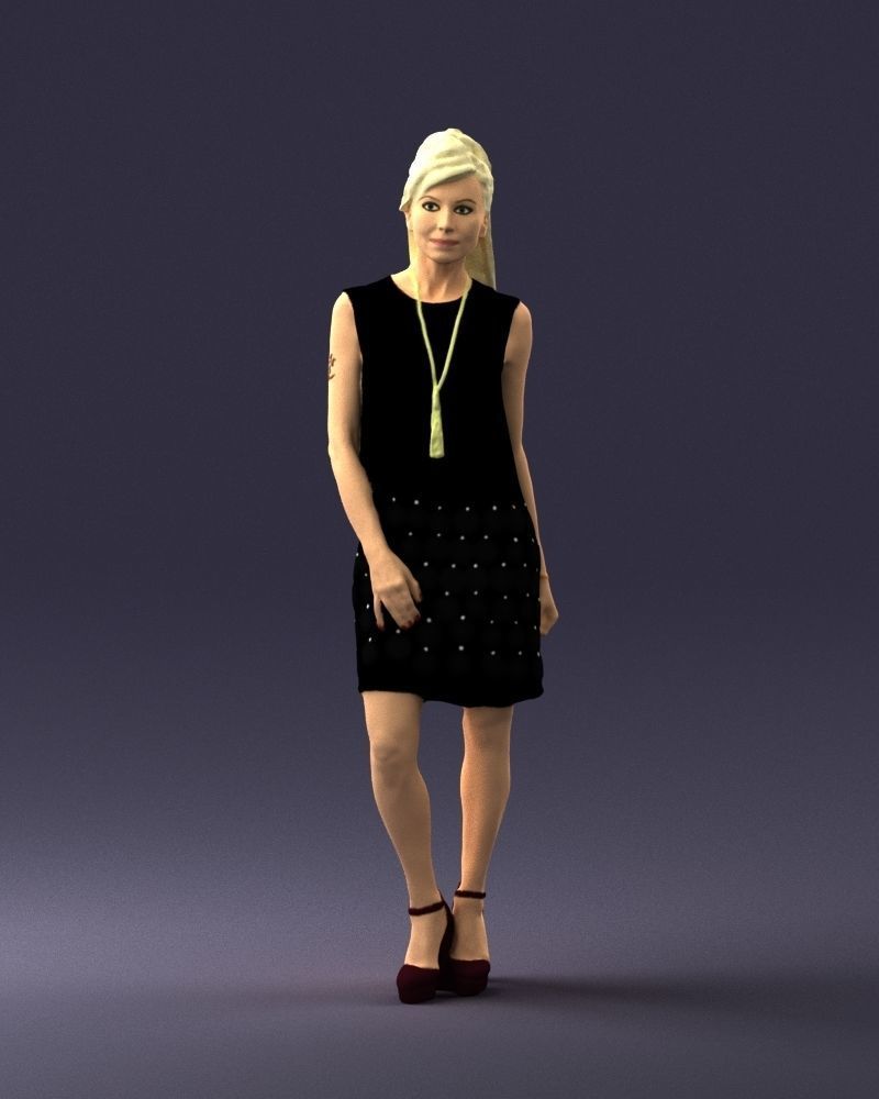 Blonde in a black dress 0360 3D Print Ready 3D print model_36