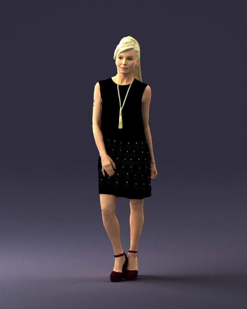 Blonde in a black dress 0360 3D Print Ready 3D print model_33