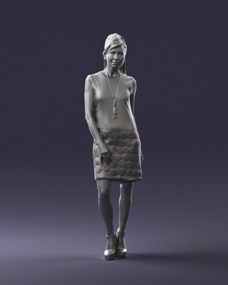 Blonde in a black dress 0360 3D Print Ready 3D print model_4