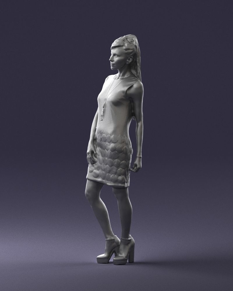 Blonde in a black dress 0360 3D Print Ready 3D print model_28