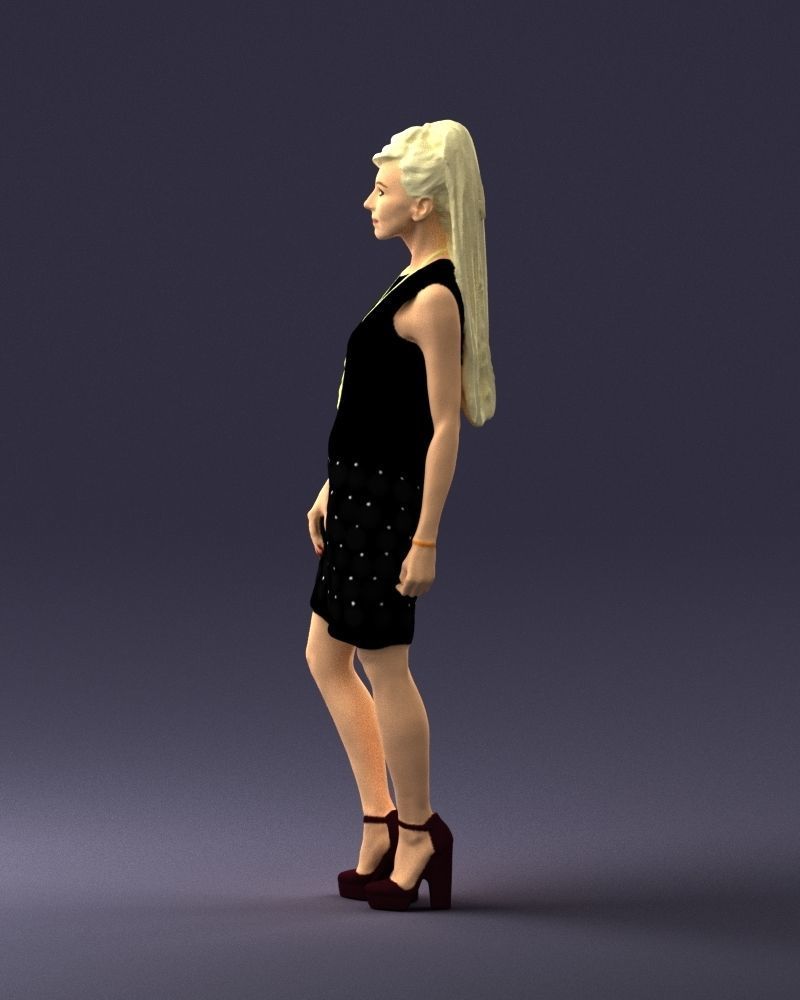 Blonde in a black dress 0360 3D Print Ready 3D print model_24