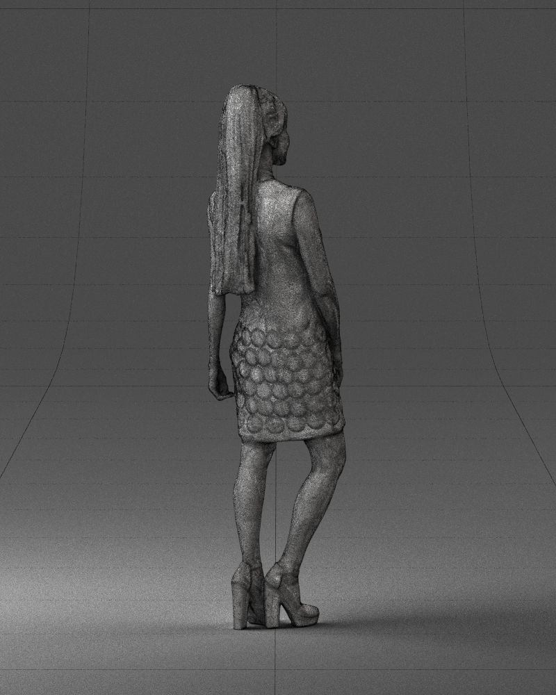 Blonde in a black dress 0360 3D Print Ready 3D print model_17