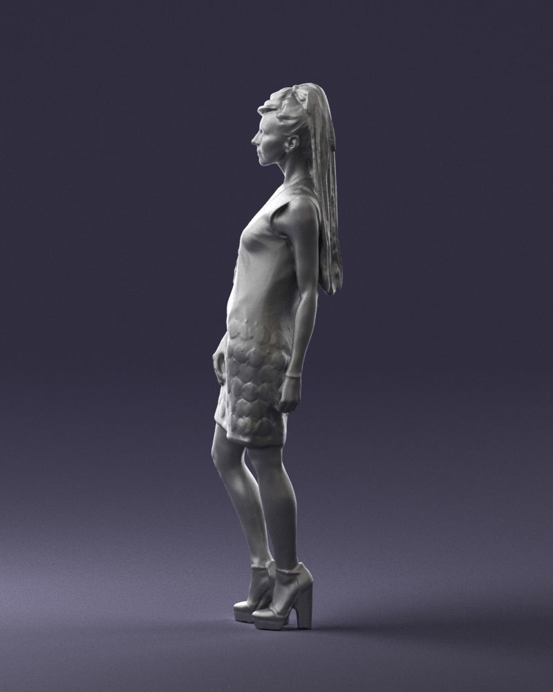 Blonde in a black dress 0360 3D Print Ready 3D print model_25