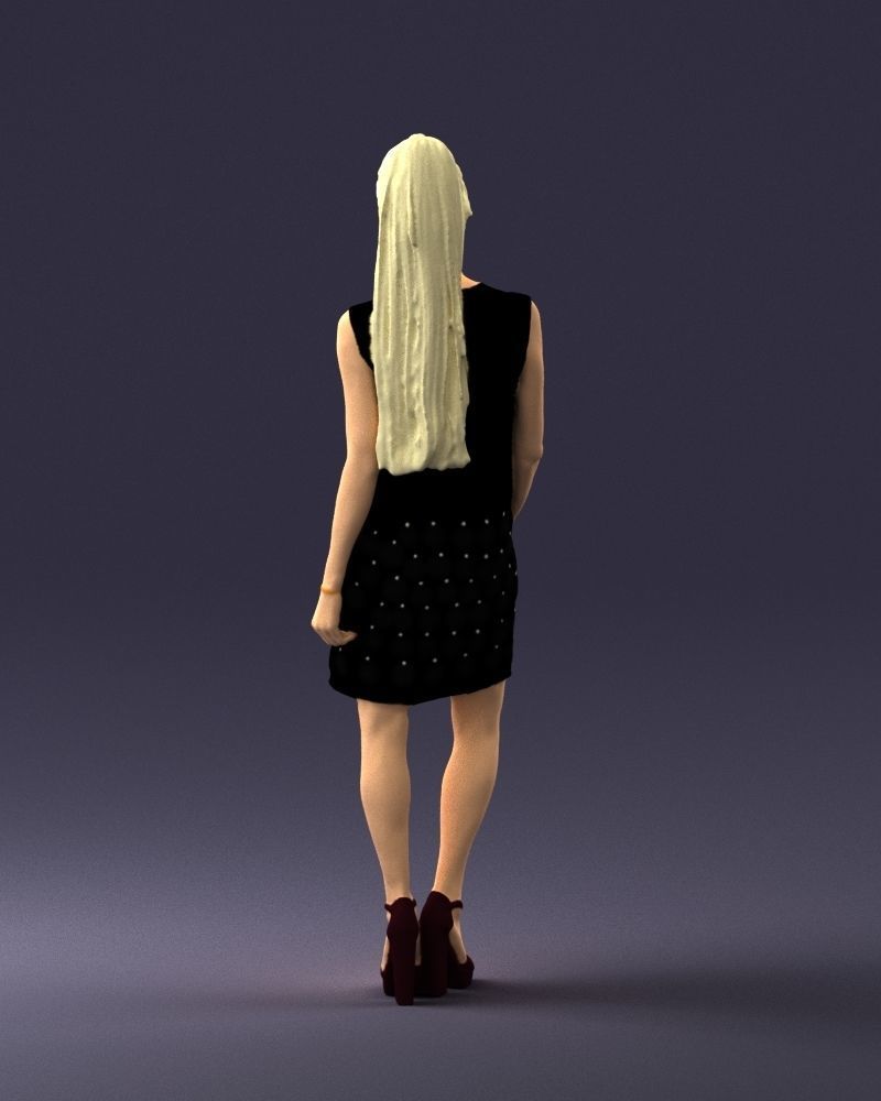 Blonde in a black dress 0360 3D Print Ready 3D print model_18