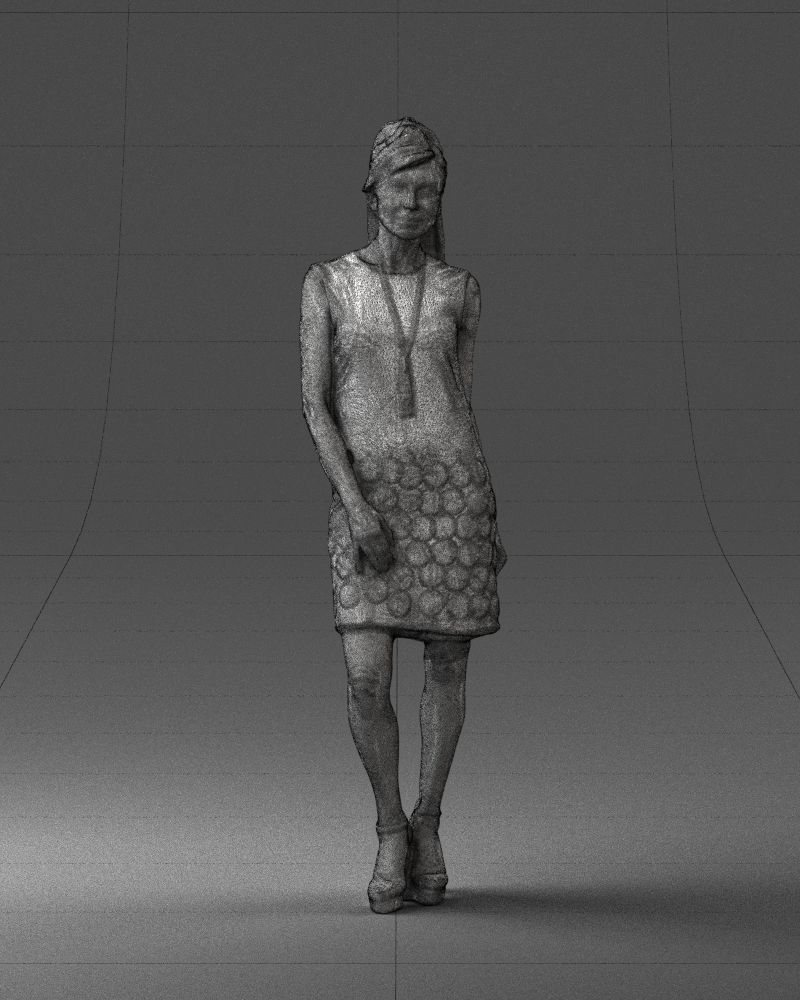 Blonde in a black dress 0360 3D Print Ready 3D print model_5