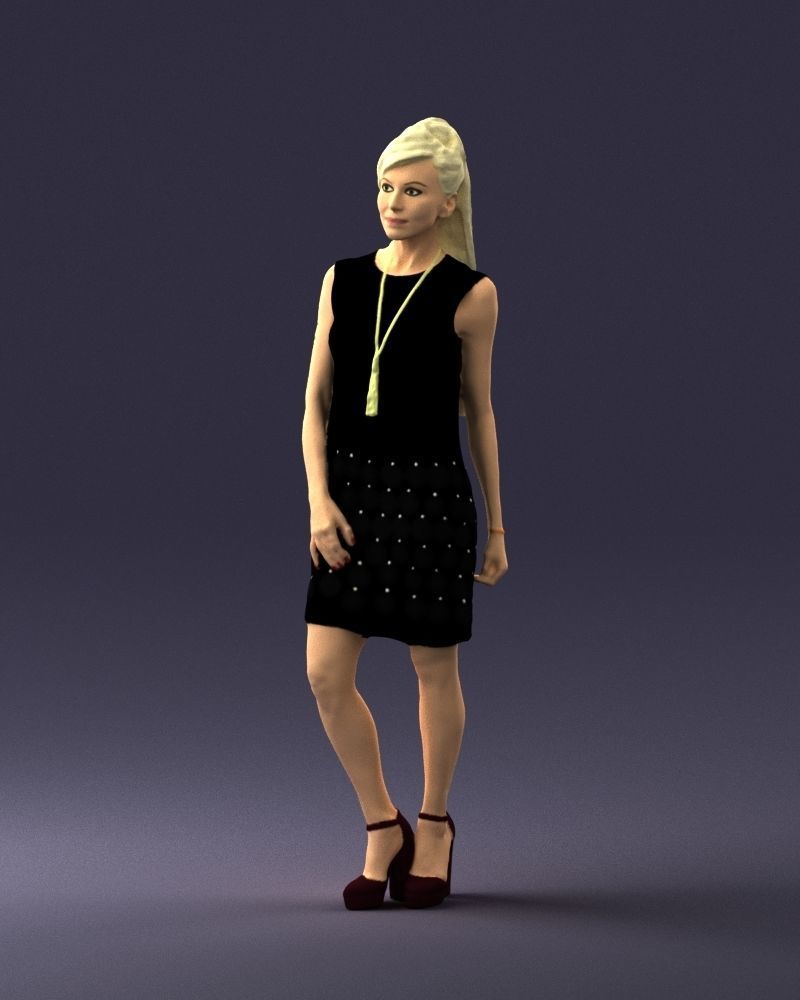 Blonde in a black dress 0360 3D Print Ready 3D print model_30