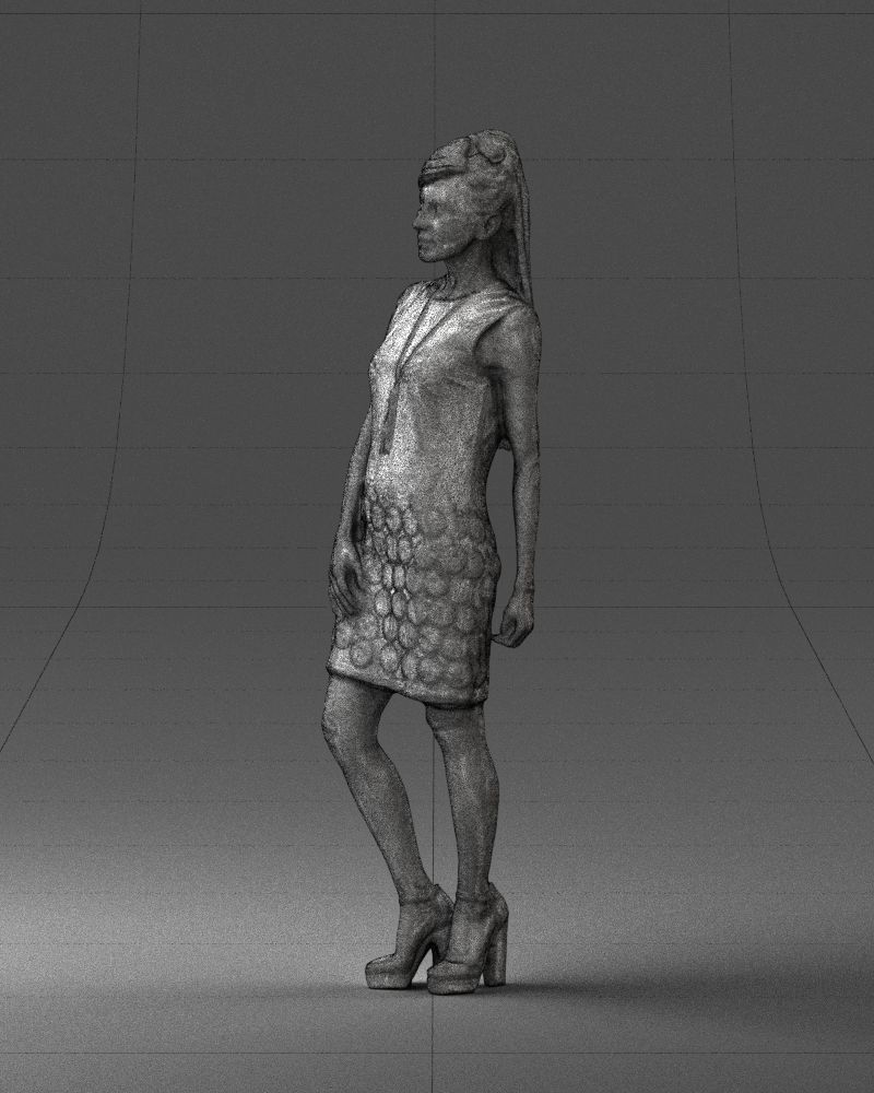 Blonde in a black dress 0360 3D Print Ready 3D print model_29