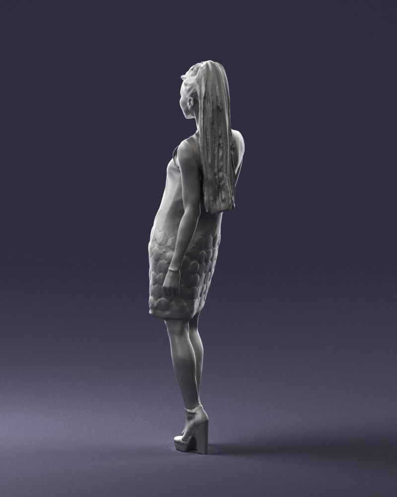 Blonde in a black dress 0360 3D Print Ready 3D print model_22