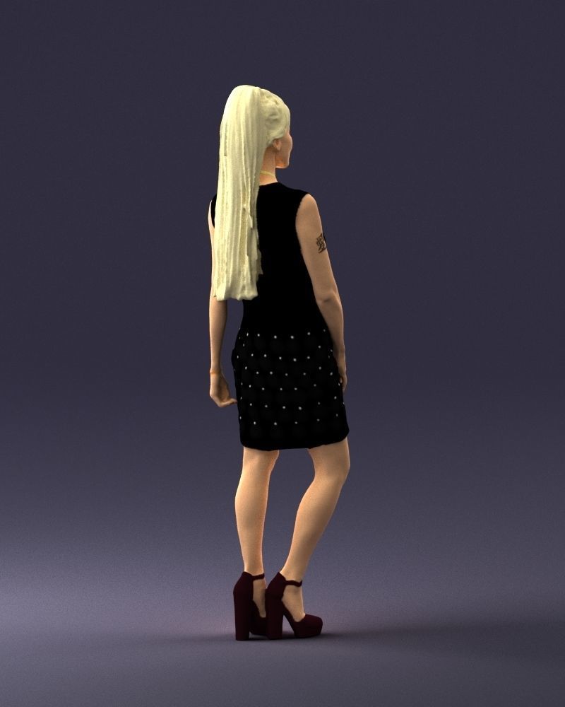 Blonde in a black dress 0360 3D Print Ready 3D print model_15